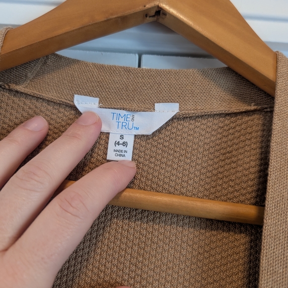 TIME and TRU Women's Tan Mocha Open-Front Cardigan New! Size Small - Picture 3 of 7